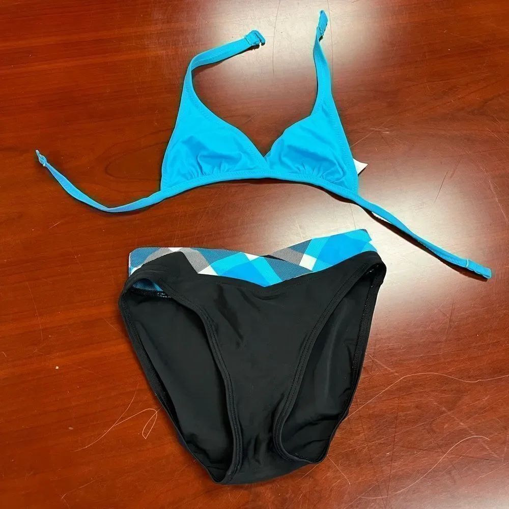 Surf & Style /Smoothies Blue & Black 2Pc. Swimsuit sz S